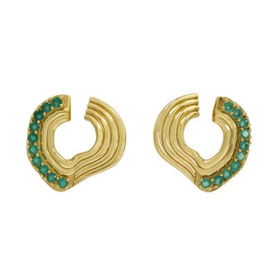 Green onyx wave stud earrings by Ottoman Hands
